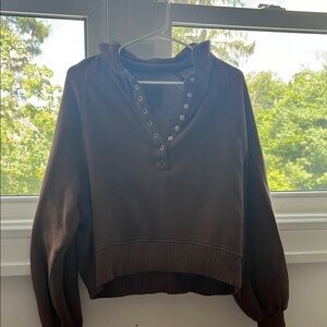 Aerie Brown Oversized Button-Up Sweater